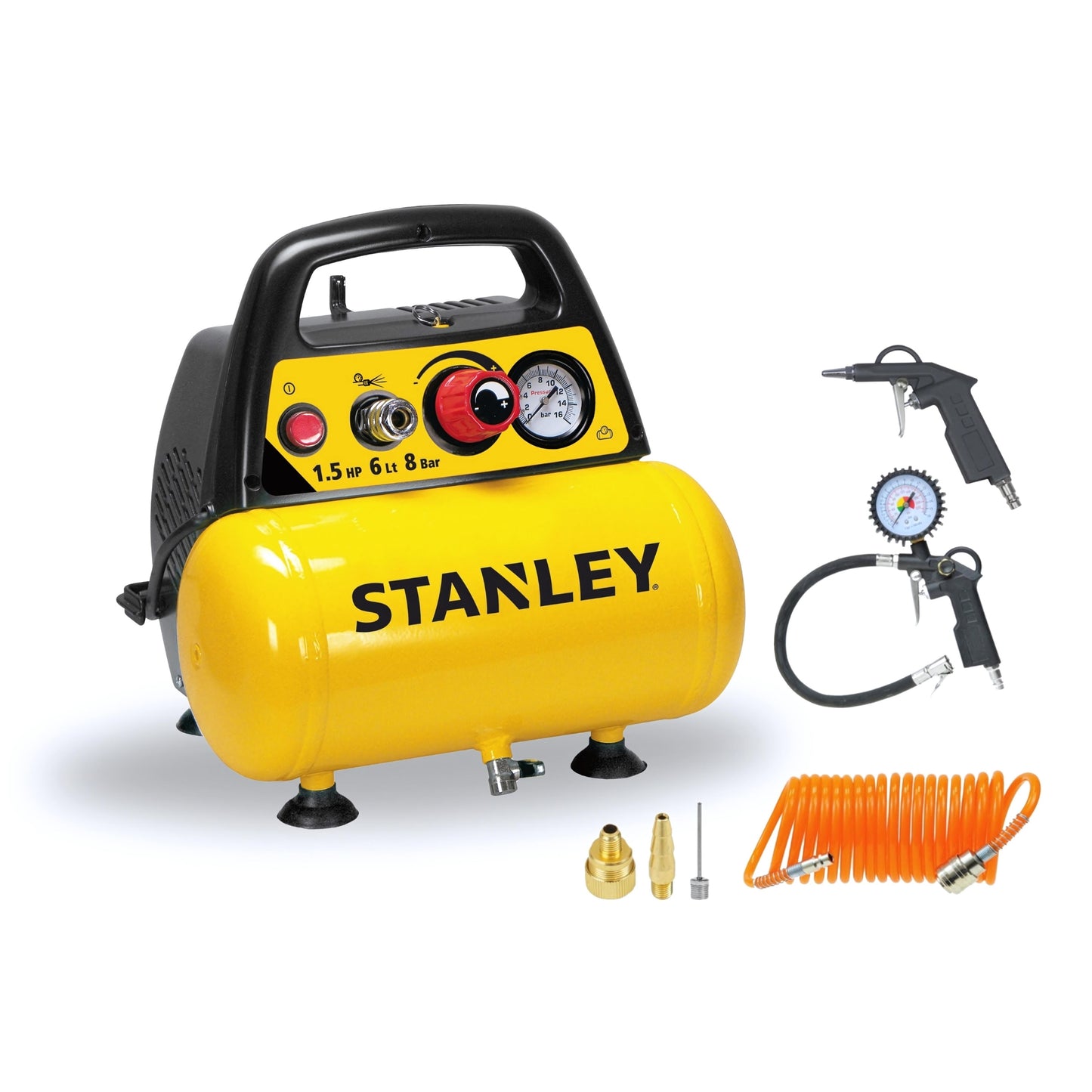 Zestaw Stanley Kompresor Bezolejowy 1,5Hp 6L 8Bar